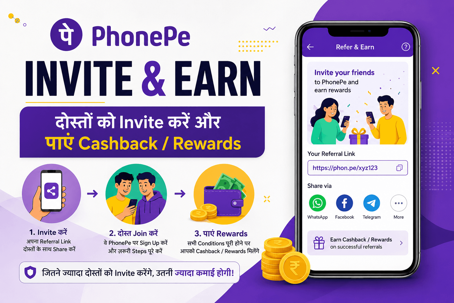 PhonePe Invite & Earn: दोस्तों को Invite करके पैसे कैसे कमाएं?